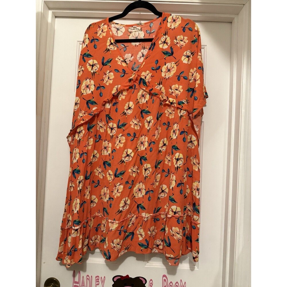 Southern Stitch short sleeve multi color print boho midi dress Flowy